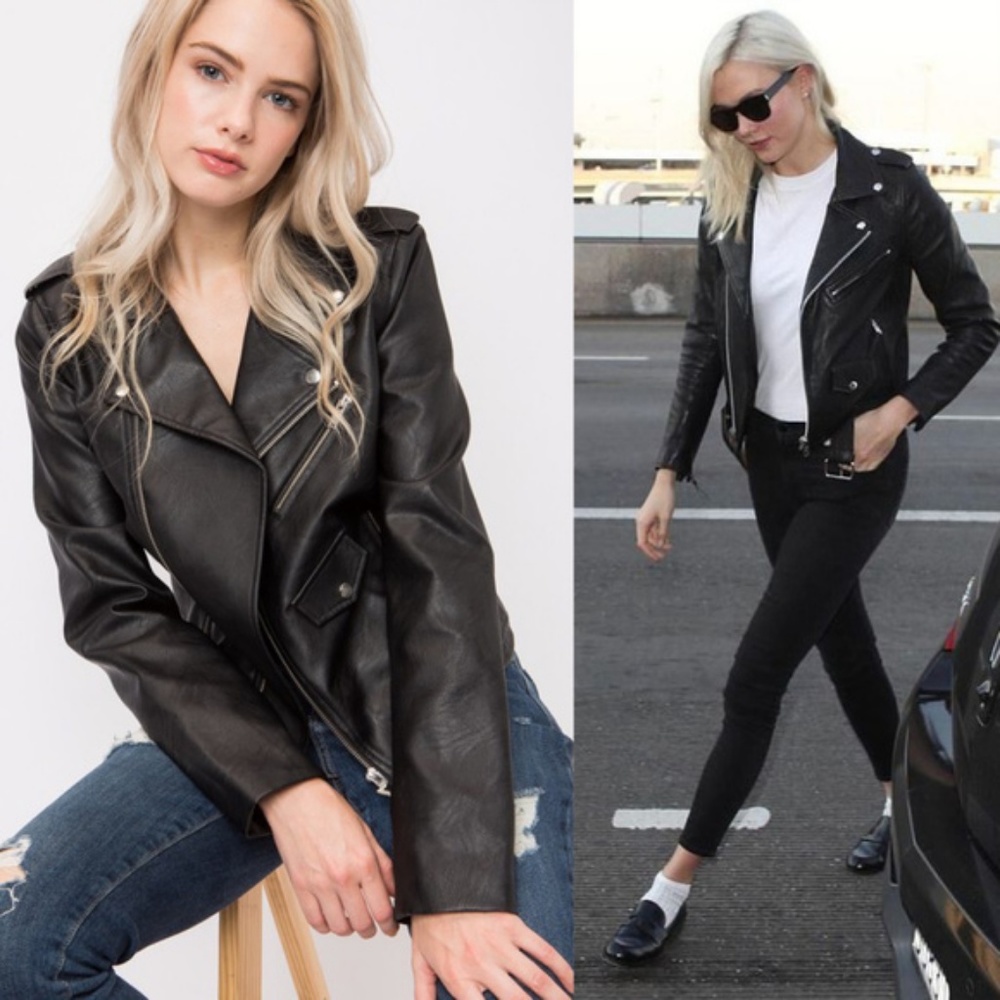 One Small Left!{Love Tree}Vegan Leather MotoJacket - Picture 4 of 8